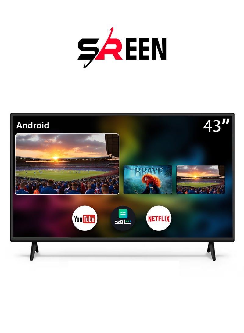 سرين شاشة سمارت 43 بوصة - FHD - LED - نظام تشغيل اندرويد - بدون إطار  - SRET-43S1 - Image 1